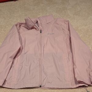Columbia Light Pink Rain Jacket.  Velcro Detacable Hood